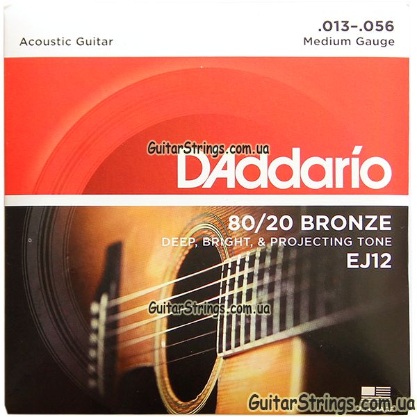 Струны D'Addario EJ10 Bronze 80/20 10-47 для акустической гитары, США