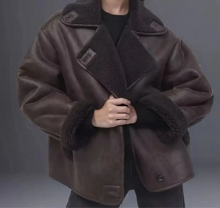 Brązowa kurtka z kożuchem oversize S 36
