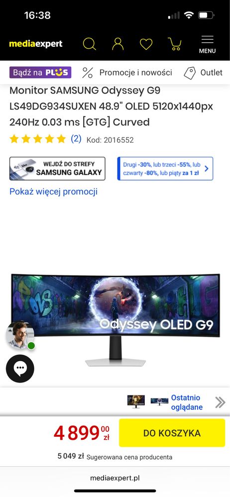 Samsung Odyssey OLED G9 49” – Ultra szeroki monitor