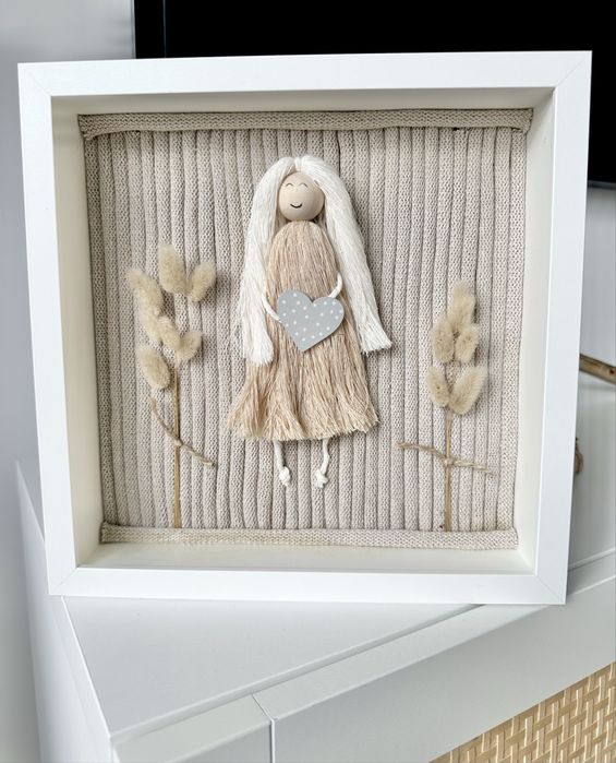 laleczka w ramce boho makrama