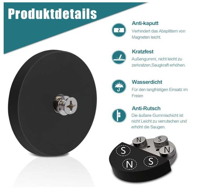Zestaw 18 magnesów neodymowych, gumowych, średnica 43mm udźwig do 15kg