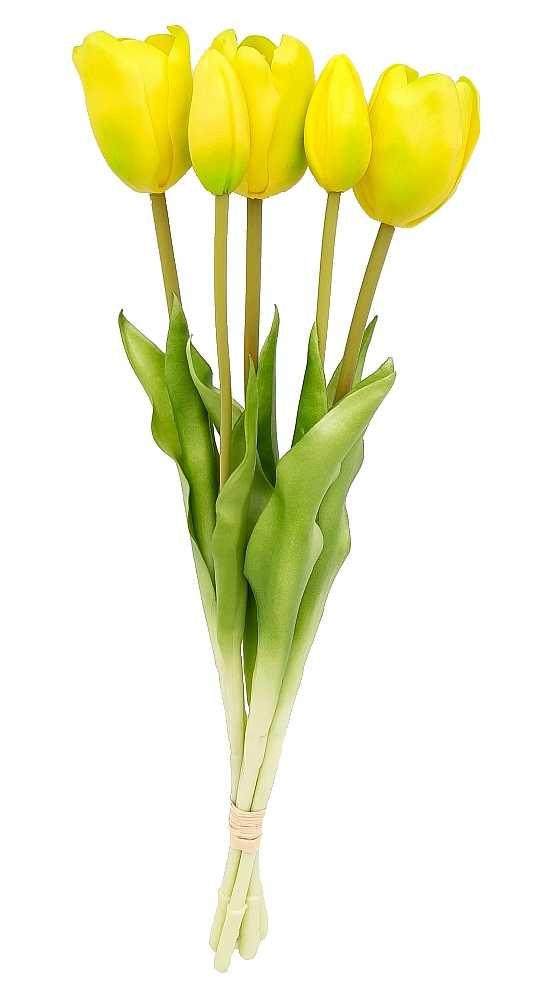Tulipan sztuczny tulipany silikonowe bukiet 5 sztuk ŻÓŁTE 44cm