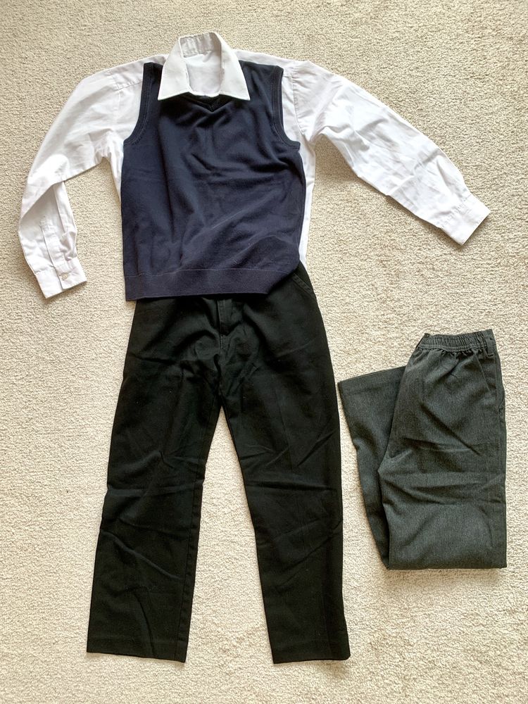 Koszula spodnie kamizelka zestaw elegancki M&S  134cm