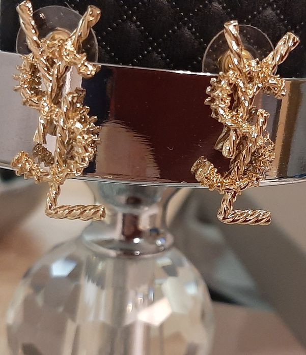 Duże, pozłacane kolczyki ysl model Opyum Cudo lv cc