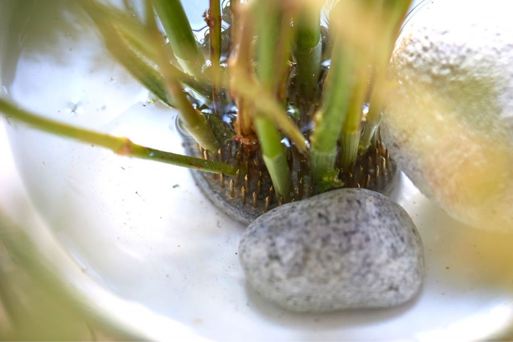 Kij jeż, Kenzan, Ikebana, podkład metal srebrny, Ø5cm