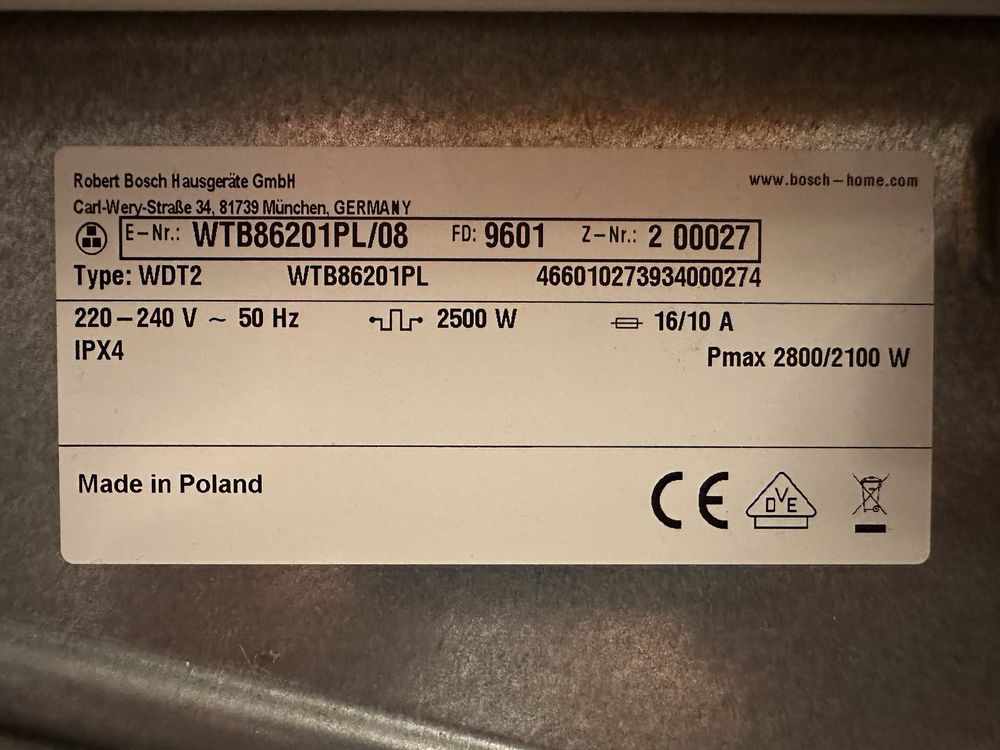 Suszarka Bosch WTB86201PL do ubrań