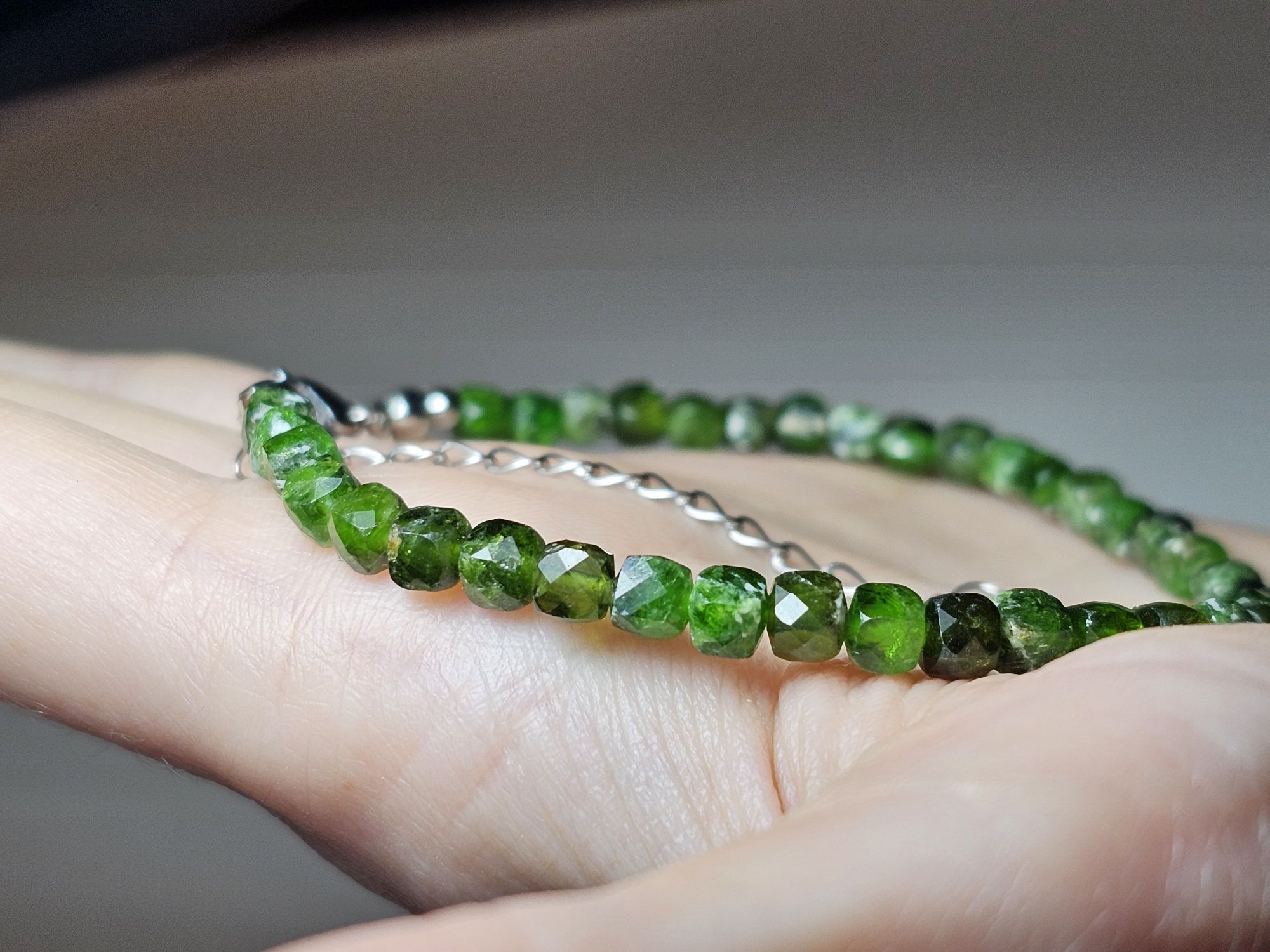 Bransoletka z diopside naturalny 18.5cm+5cm