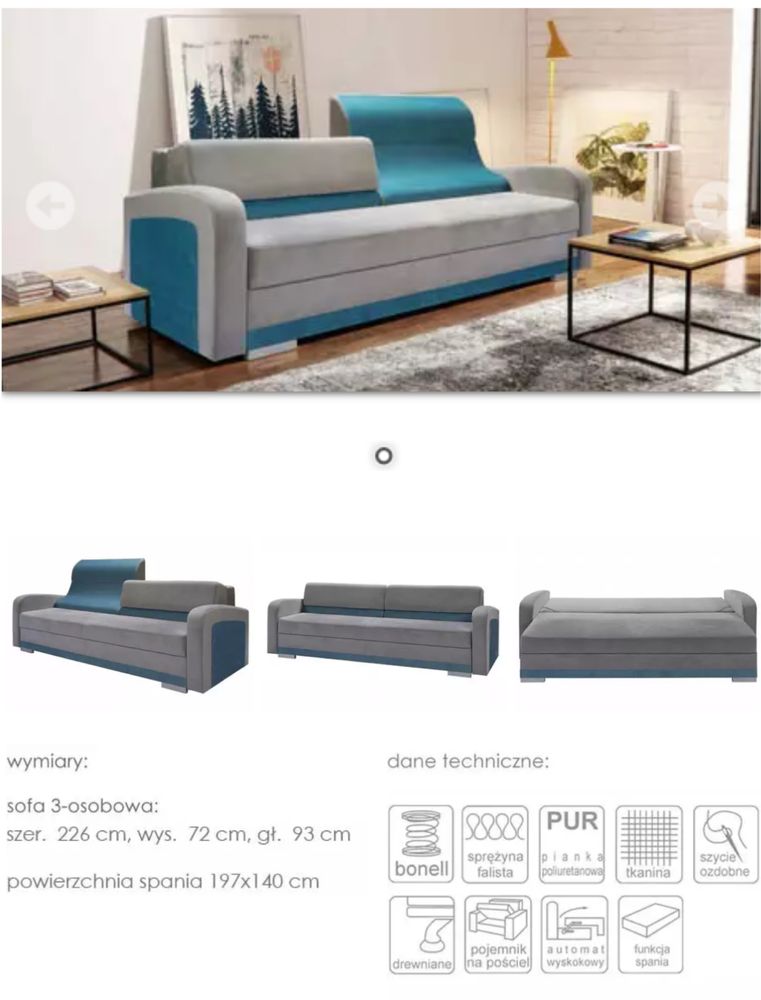 Piekne łóżko sofa kanapa młodzieżowe IDEAŁ jak nowe ! okazja