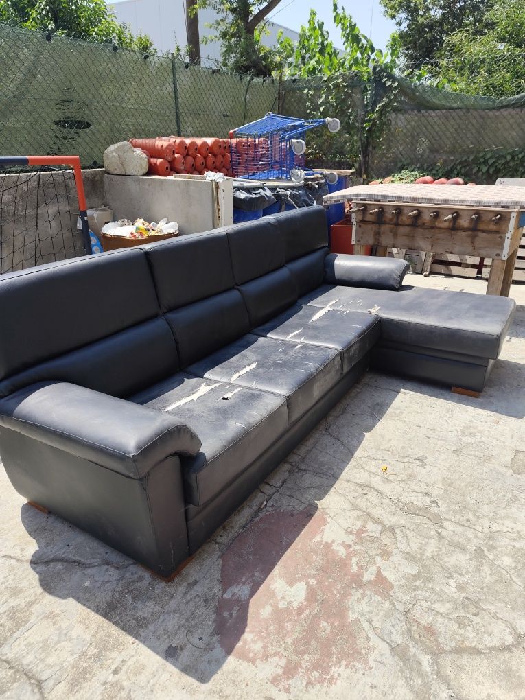 Sofá chaise longue preto