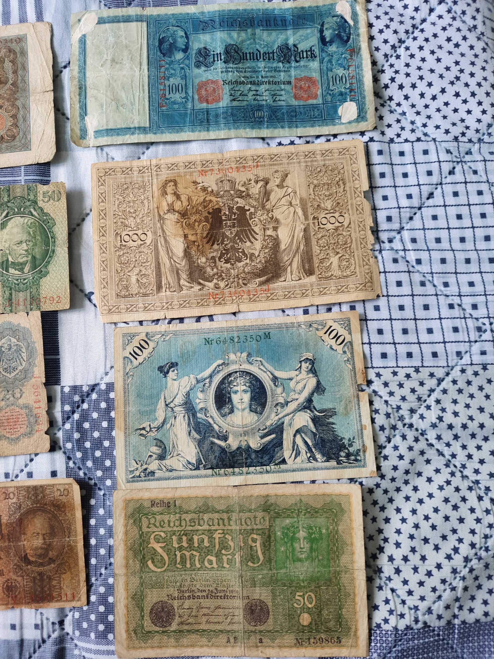stare banknoty 20,50,100,1000 marek niemieckich Niemcy 1908,1910,1919