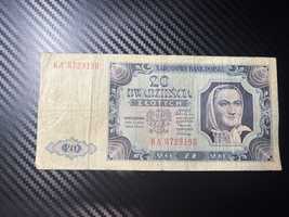 Banknot o nominale 20 złotych 1948 rok