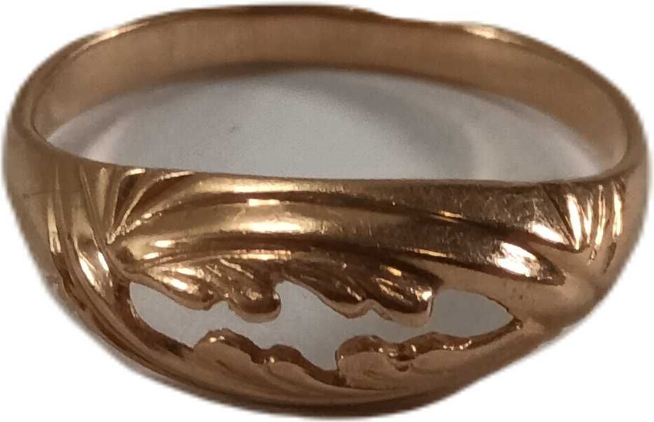 ZL725 złoty pierścionek z tłoczonym wzorem i ażurem 585 rozmiar: 12