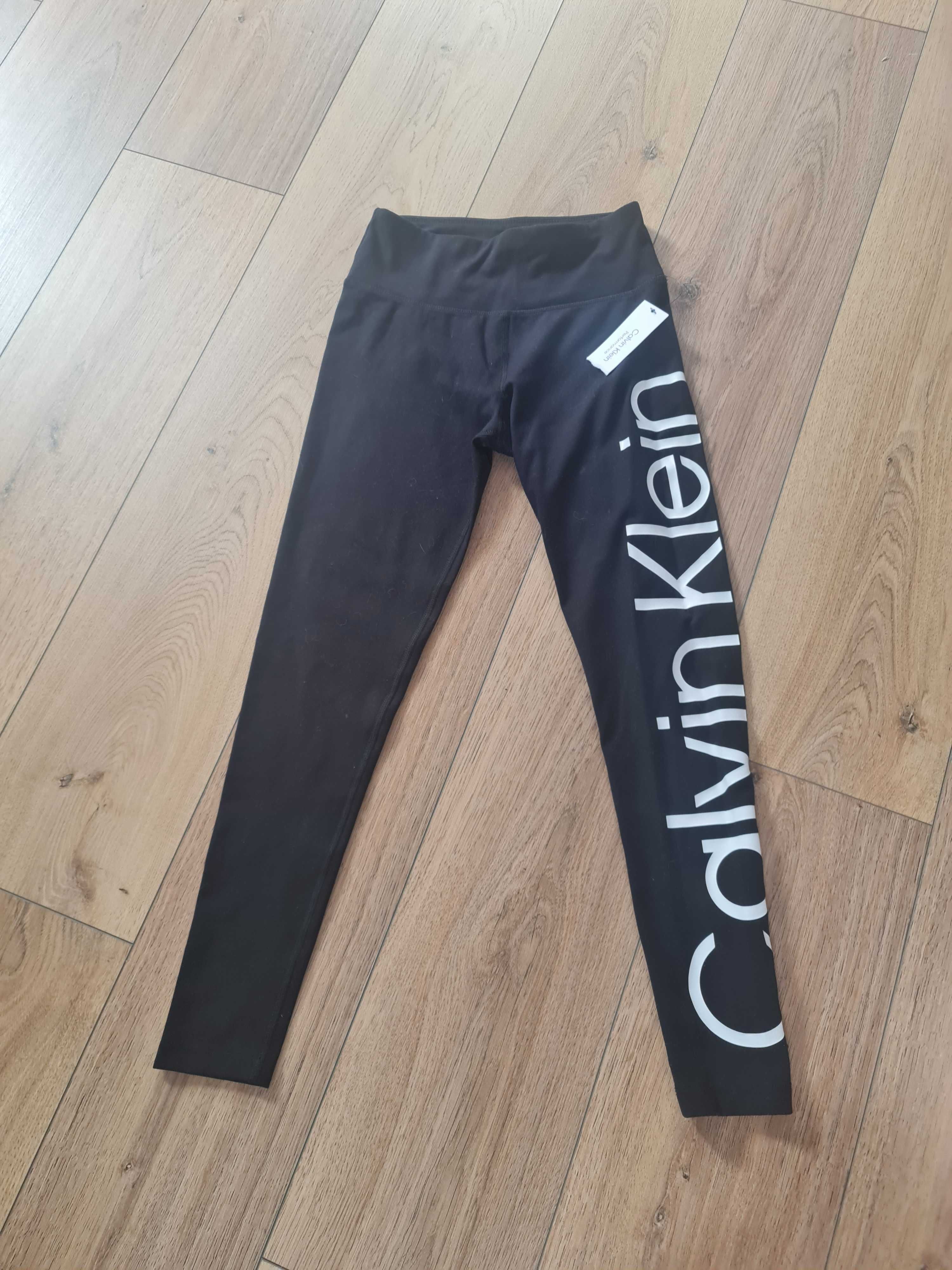 Legginsy Calvin Klein xs bardzo szczupłe czarne z napisem