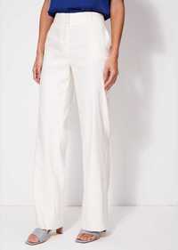 Calças brancas de linho "wide legs" DKNY