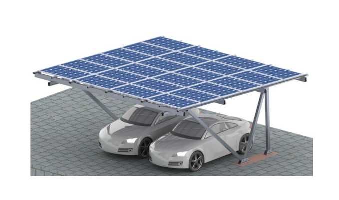 Carport aluminiowy dwustanowiskowy pod 18 modułów 3 x 6 2278 x 1134 PV