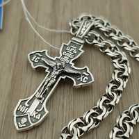 Серебряный крестик с цепочкой Чоловічий комплект ланцюг хрестик срібло