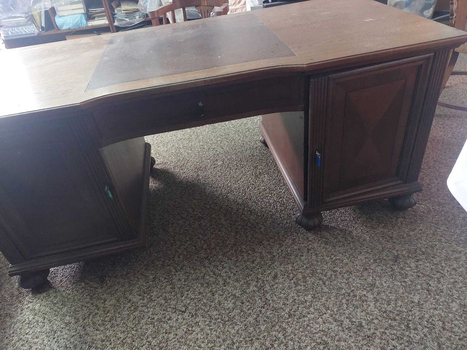 Secretária escritório antiga em madeira de carvalho