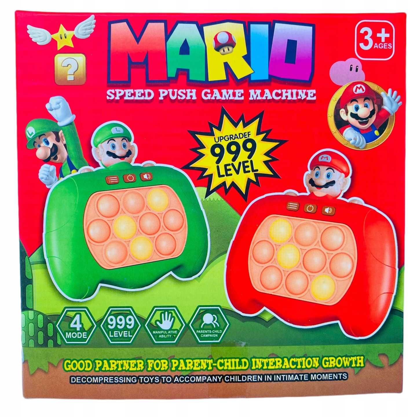 PUSH BUBBLE pop it sensoryczna gra konsola z Super Mario zabawka