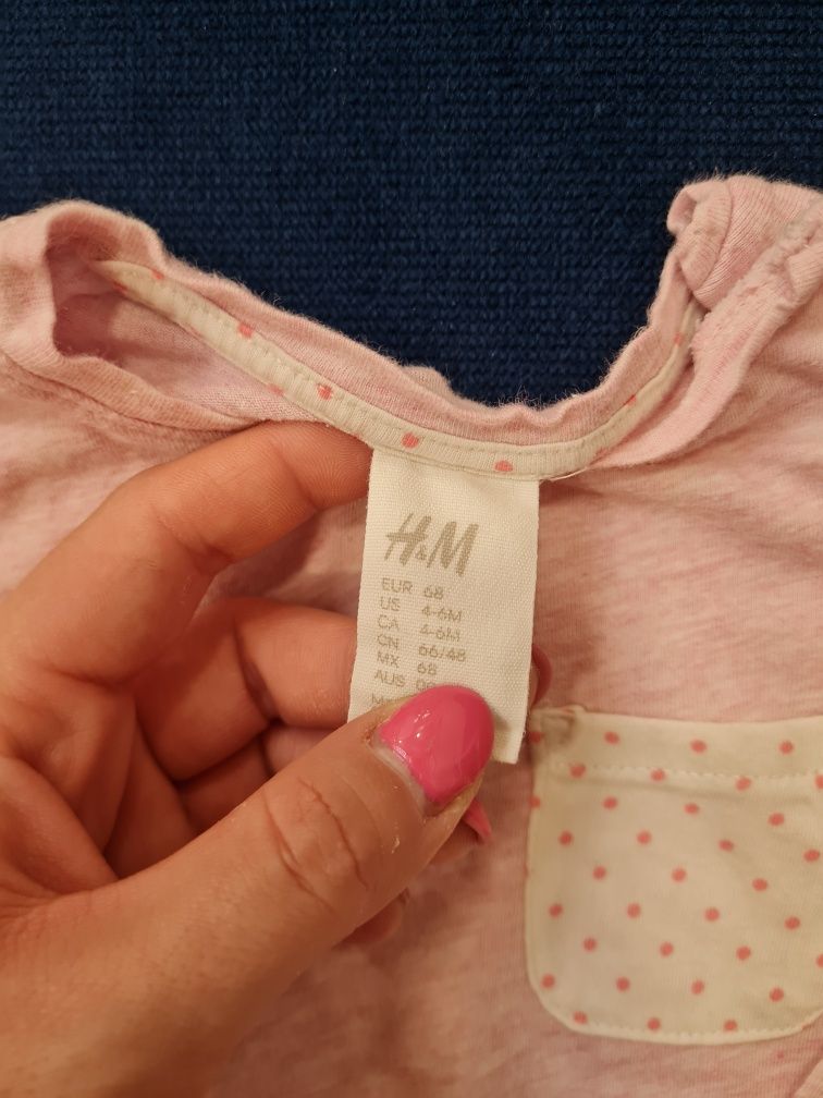 Bluzeczka różowa dziewczęca H&M rozm 68