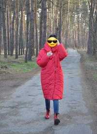 Женское тёплое пальто-пуховик