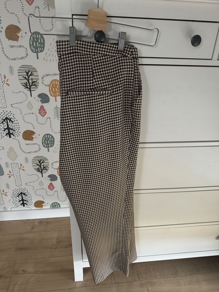 Spodnie jesień bordowe kratka h&m 50