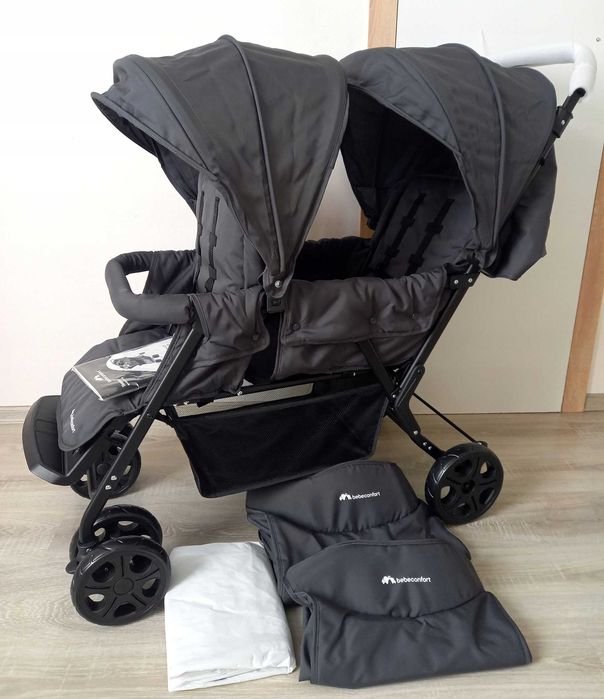 Wózek podwójny spacerowy Bebe Confort Teamy szary Graphite rok po roku