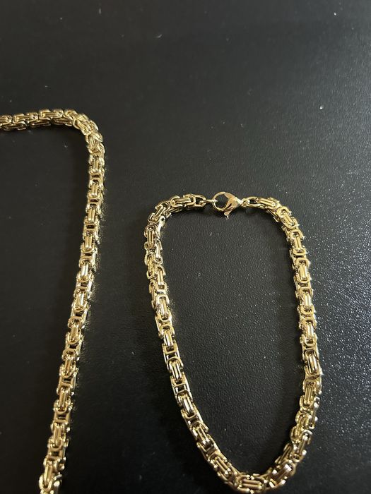 Zestaw łancuszek bransoletka Królewski złoty Nowy pozłacany