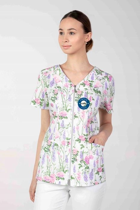 żakiet medyczny kolorowy taliowany haft z twoim logo napisem 10 sztuk