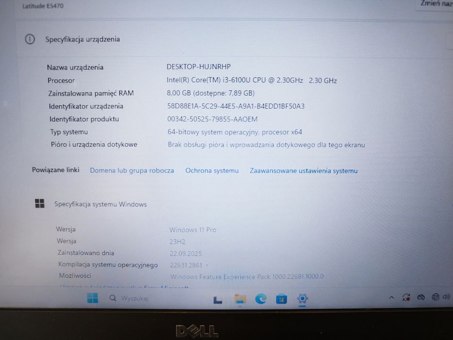 Laptop DELL LATITUDE E5470 i3-6100U 8gb 128gb SSD WIN 11