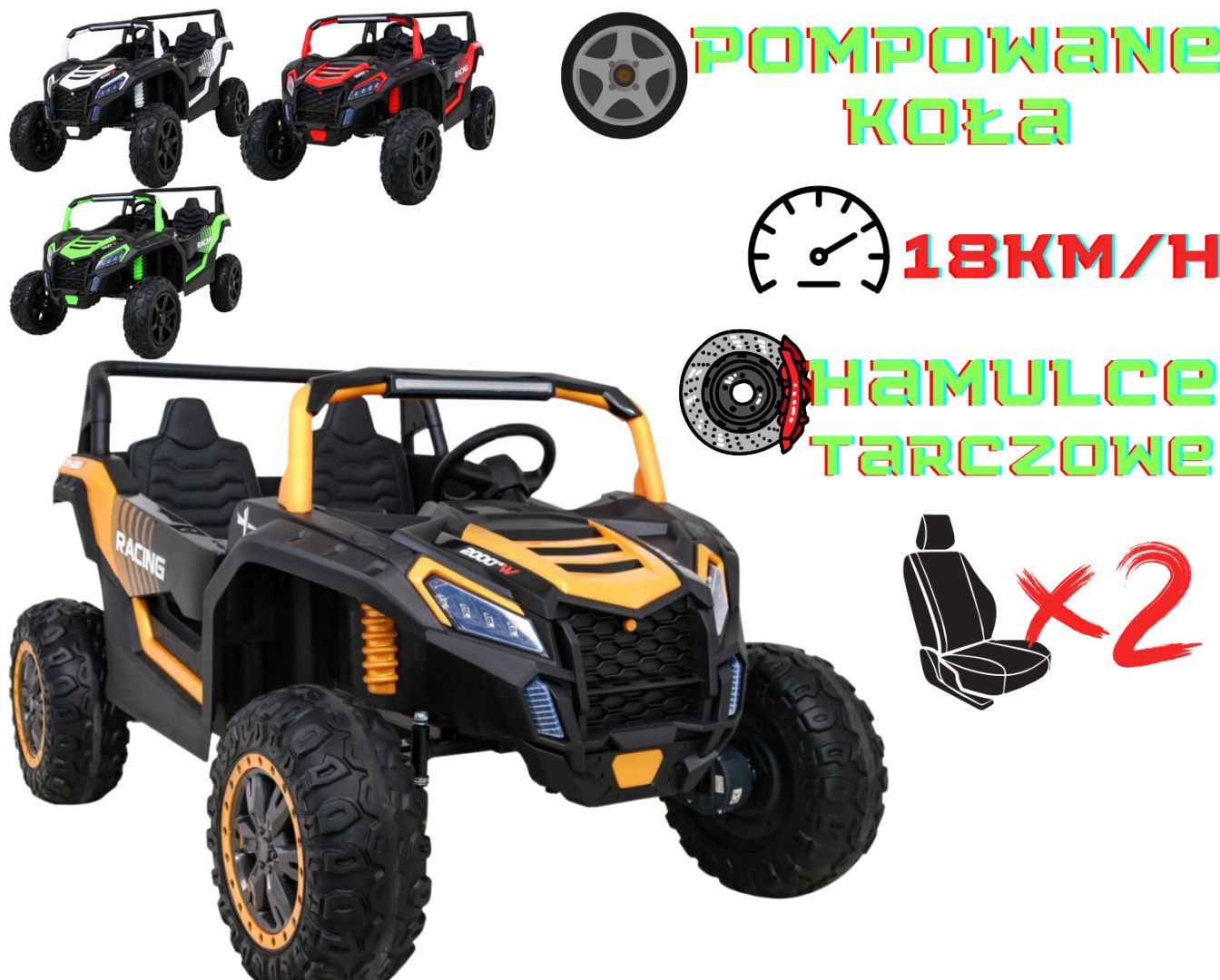 18km/h 24v +Koła pompowane MAx 100KG Auto na kumulator buggy +6lat