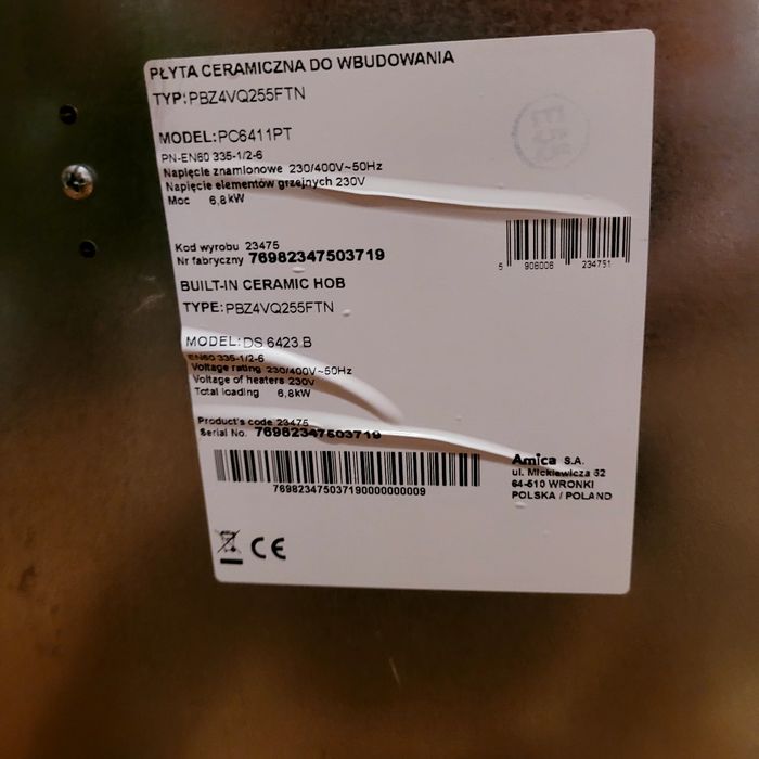 Plyta ceramiczna AMICA  -  60zł