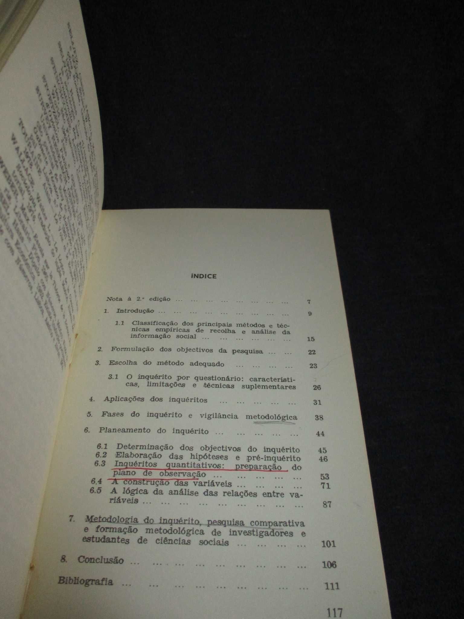 Livro Inquérito Sociológico Problemas de Metodologia Marinús