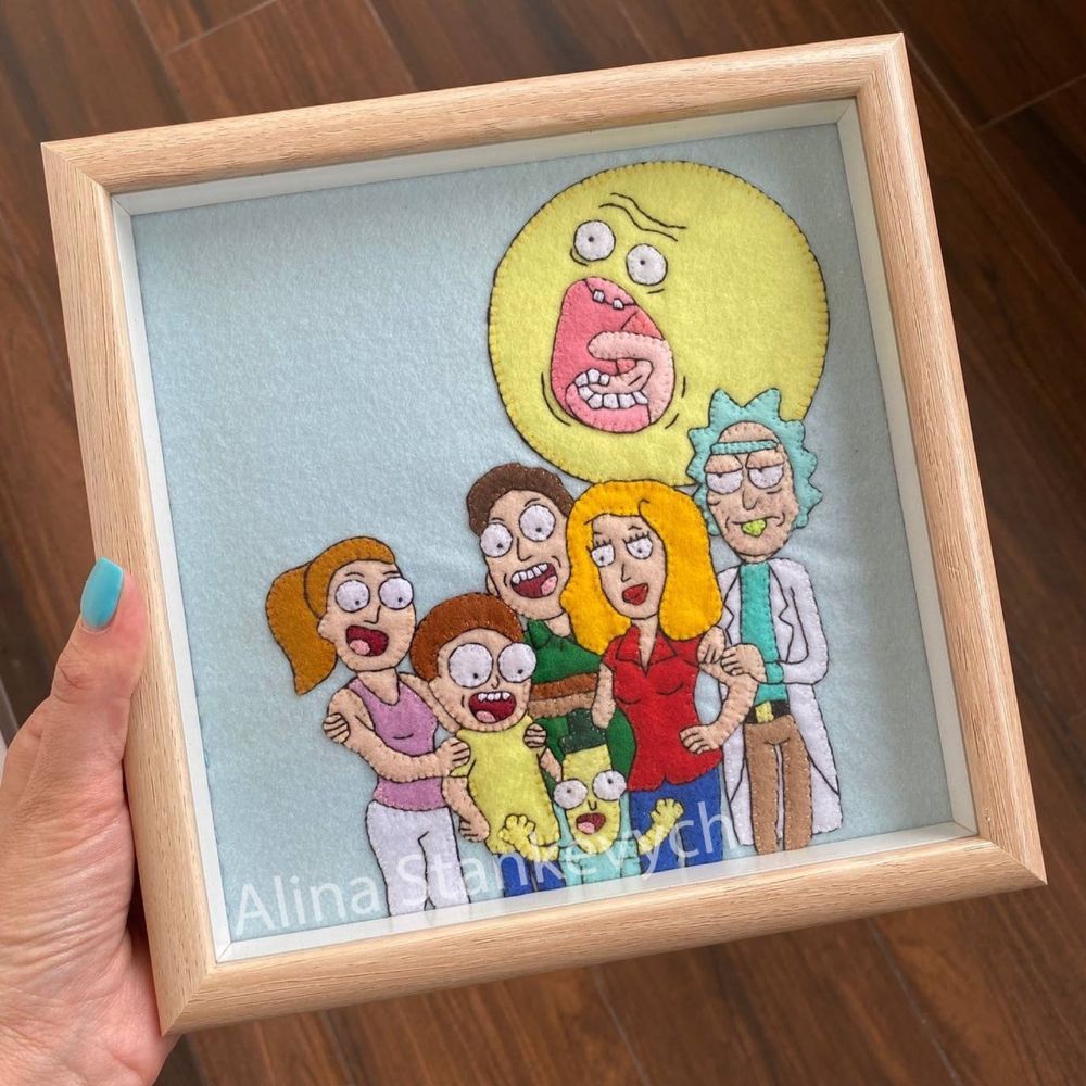 Картина з фетру Рік і Морті, hand made, подарунок Rick & Morty,