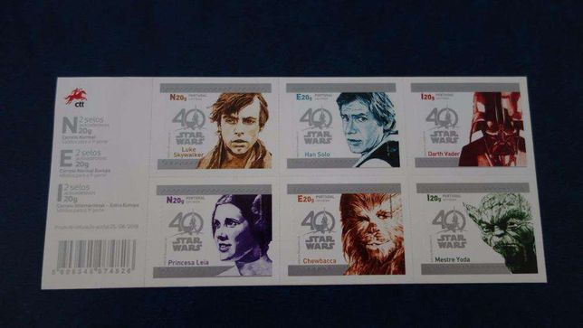 Booklet nova c/ série selos comemorativa 40 Anos Star Wars 1977..2017