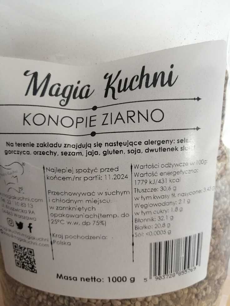 Konopie ziarno 50 gram. Przyprawa, dodatek do posiłków.
