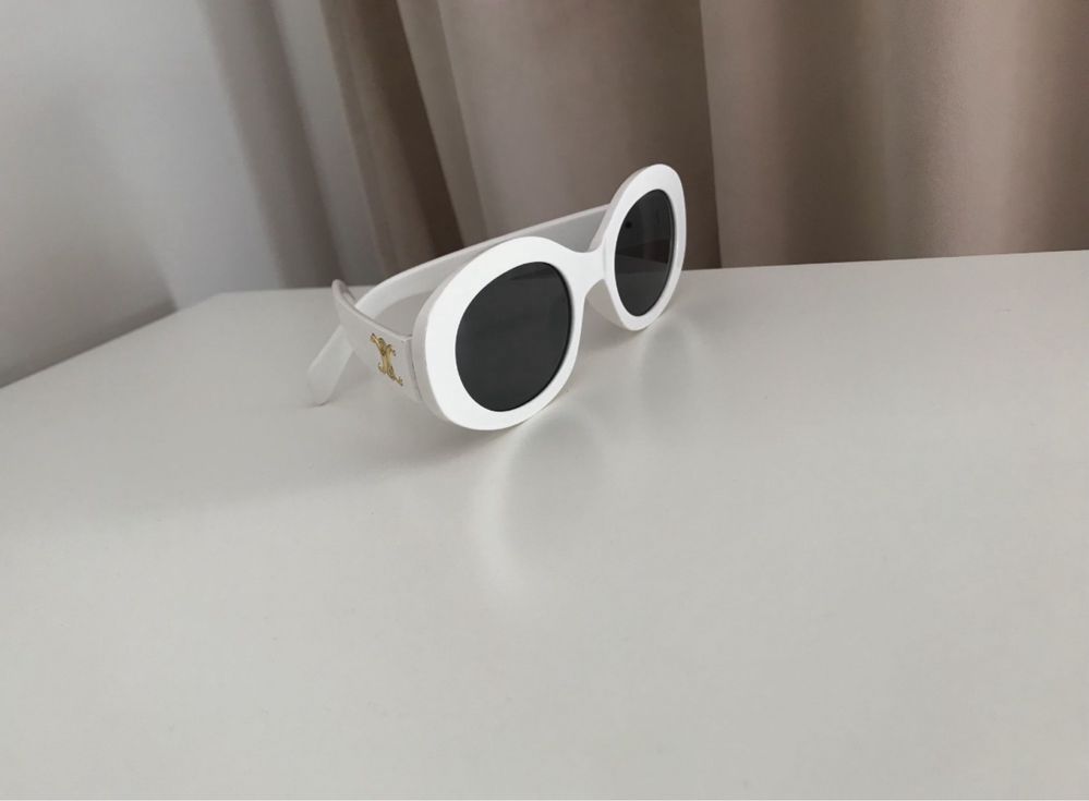 Nowe biale okulary przeciwsłoneczne okrągle