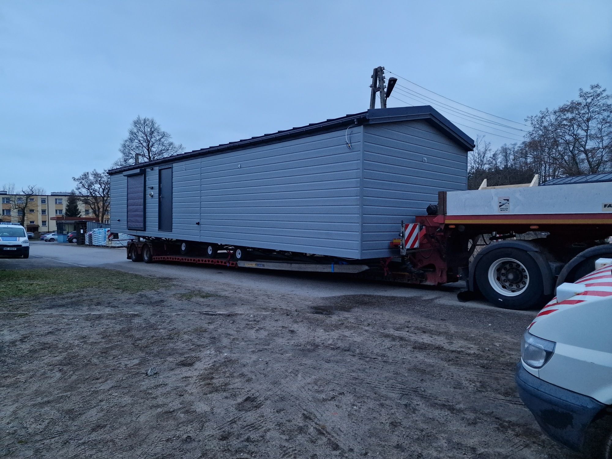 Transport domków holenderskich,angielskich, laweta Tiefbett mobilnych