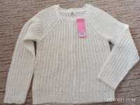Biały nowy sweter z cekinami dla dziewczynki 122 6/7lat