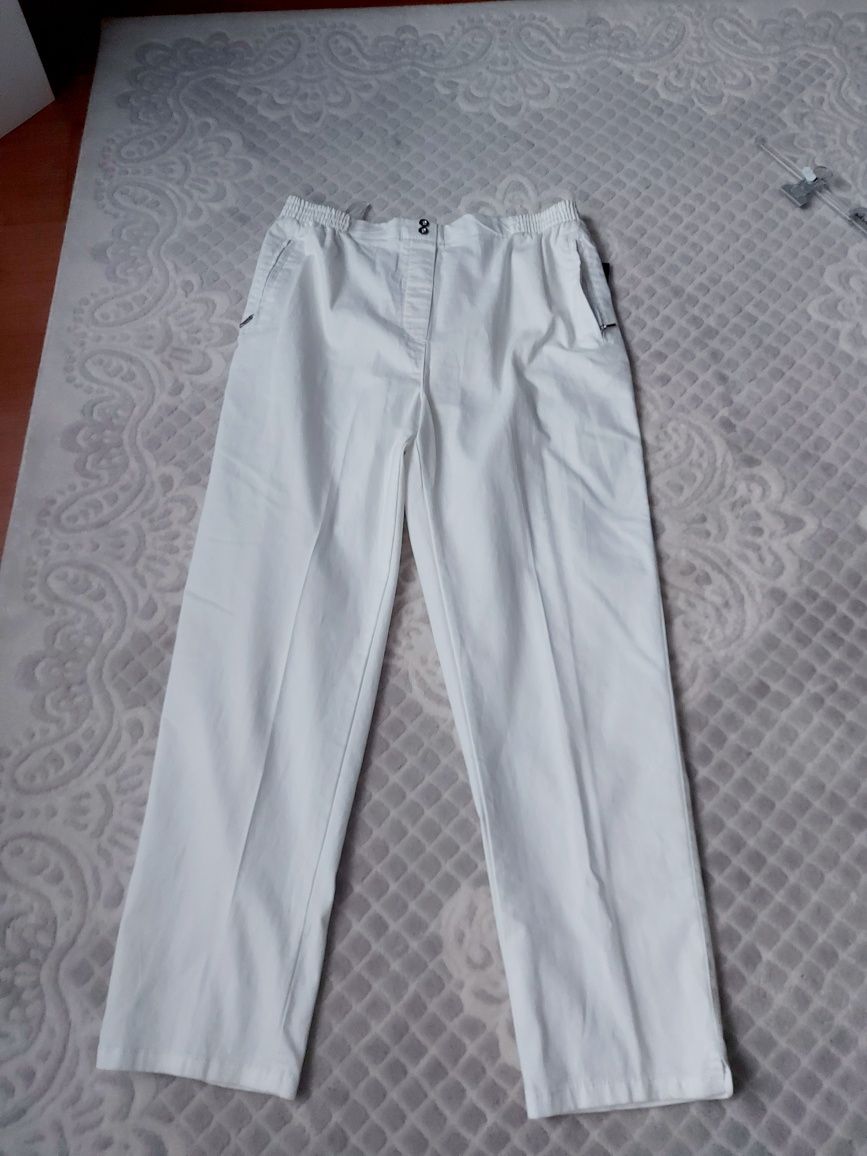 Nowe białe spodnie jak jeansy na gumie kieszenie wygodne letnie XXL
