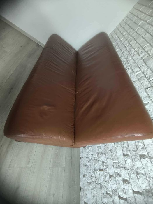 Kanapa skórzana brązowa