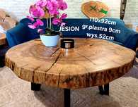 Stolik kawowy 110x92cm PIĘKNY OKAZ LIVE EDGE plaster drewna loft ława