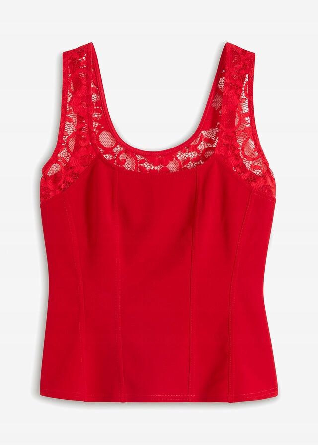 B.P.C czerwony top z koronką ^40/42