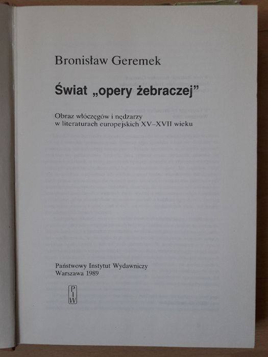 Bronisław Geremek, "Świat opery żebraczej".