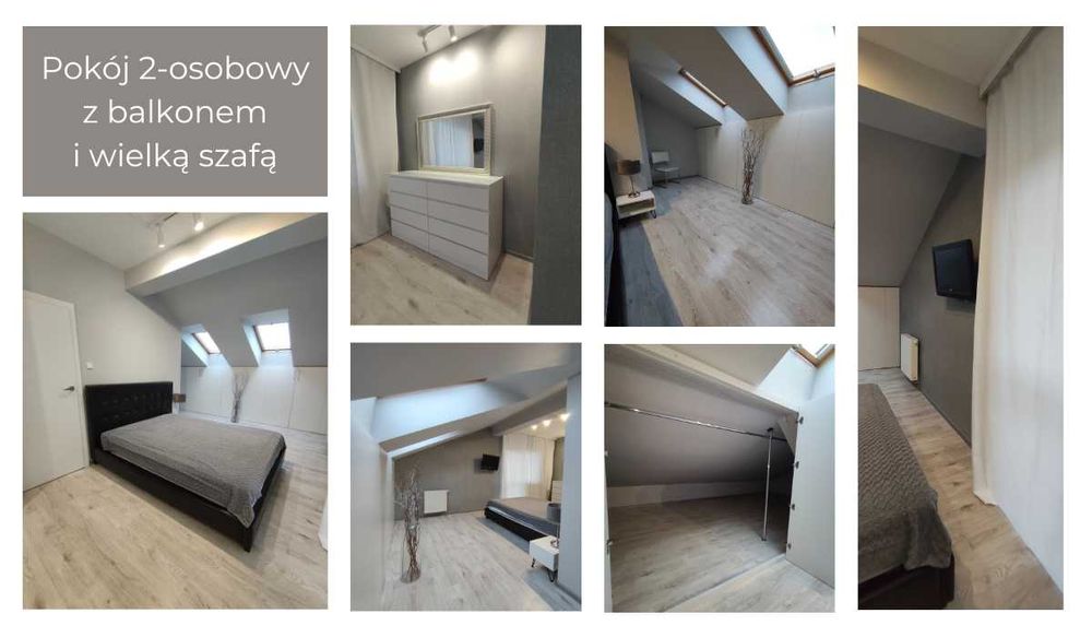RUCZAJ Pokój 2-osobowy z balkonem i wielką szafą ok. 25 m2