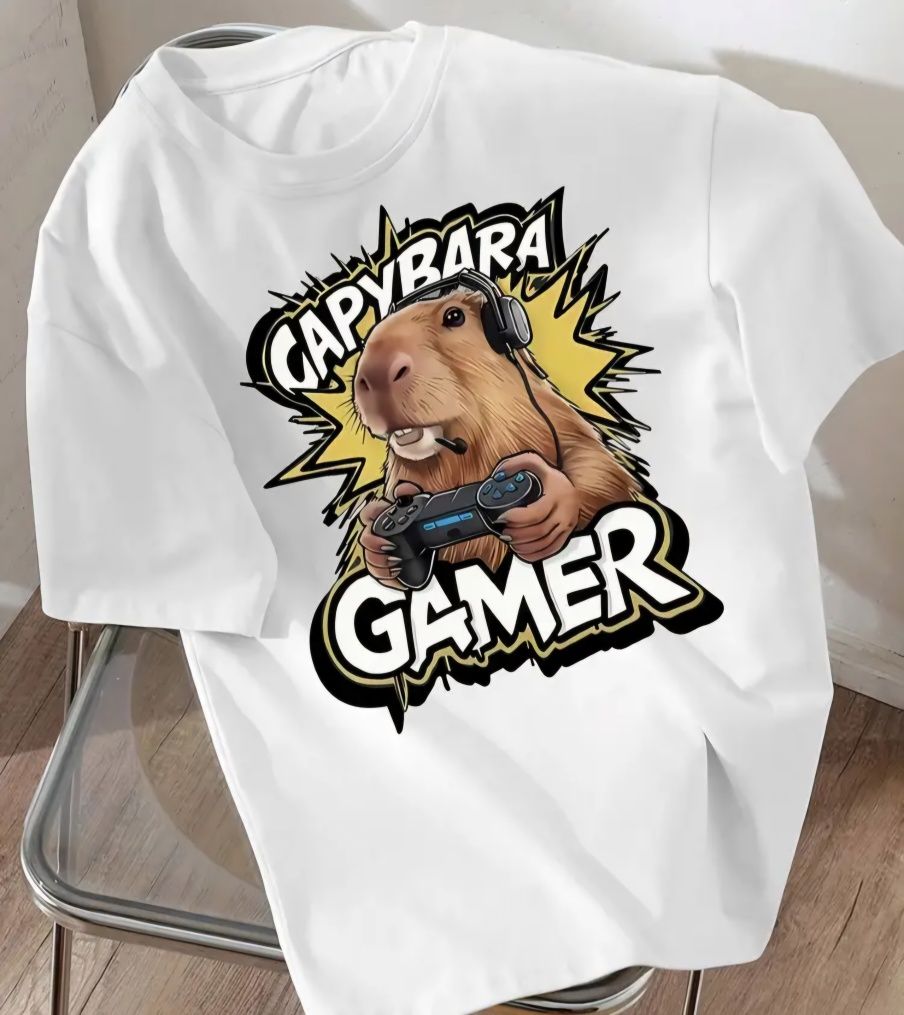 Capybara Kapibara Gamer koszulka męska bawełniana NOWA szybka wysyłka