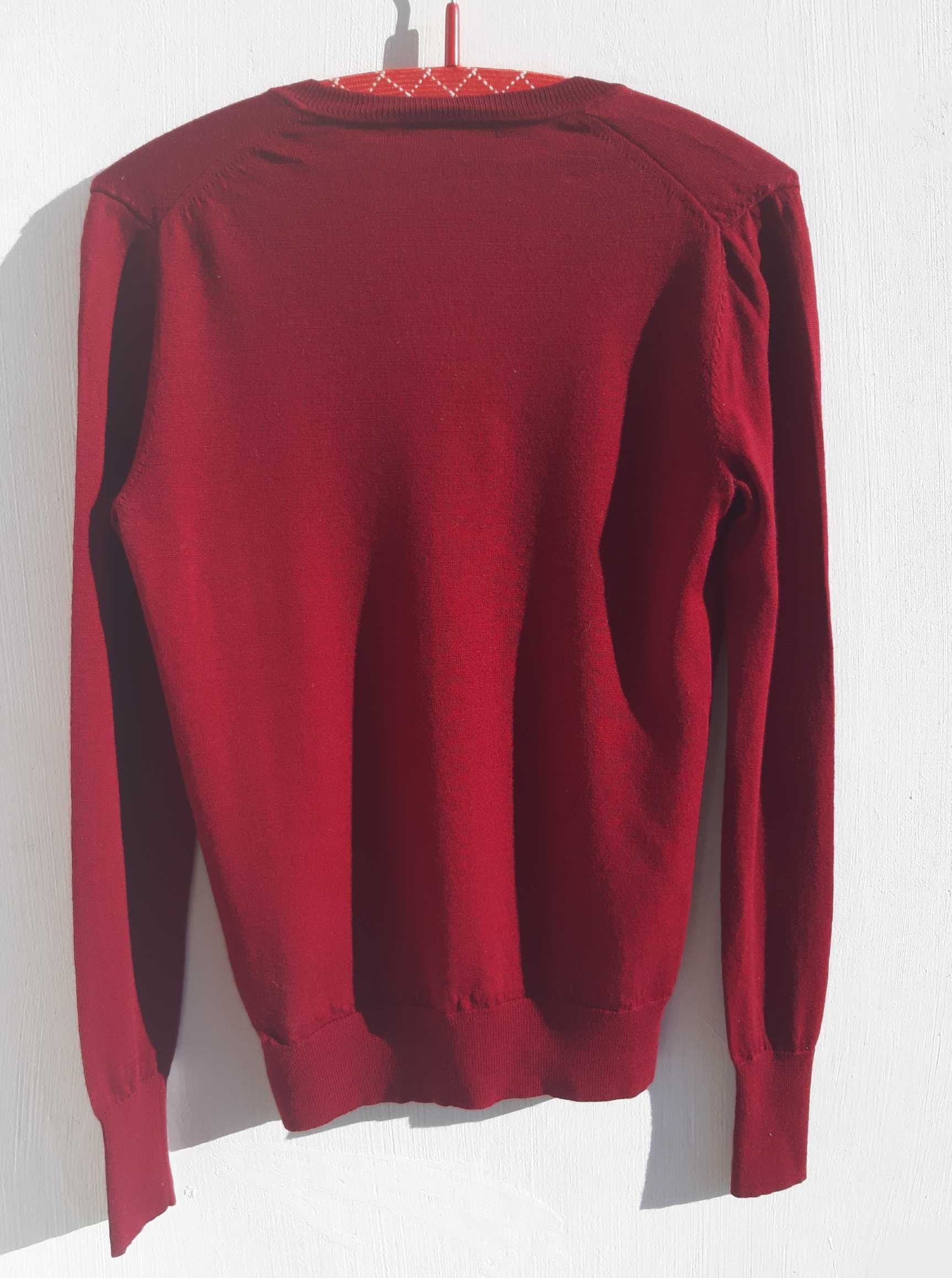 UNIQLO lekki sweter 100% wełny dekolt "V" r. S nowy!