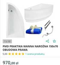 Wanna narożna 150/70cm