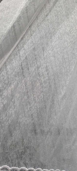 Biała Firanka Z Koronką i Koralikami