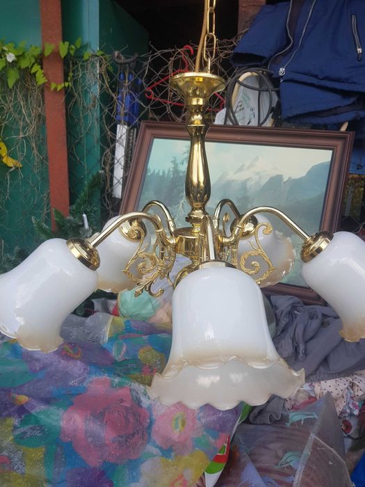 Lampa kolor złoty stara prl  vintage