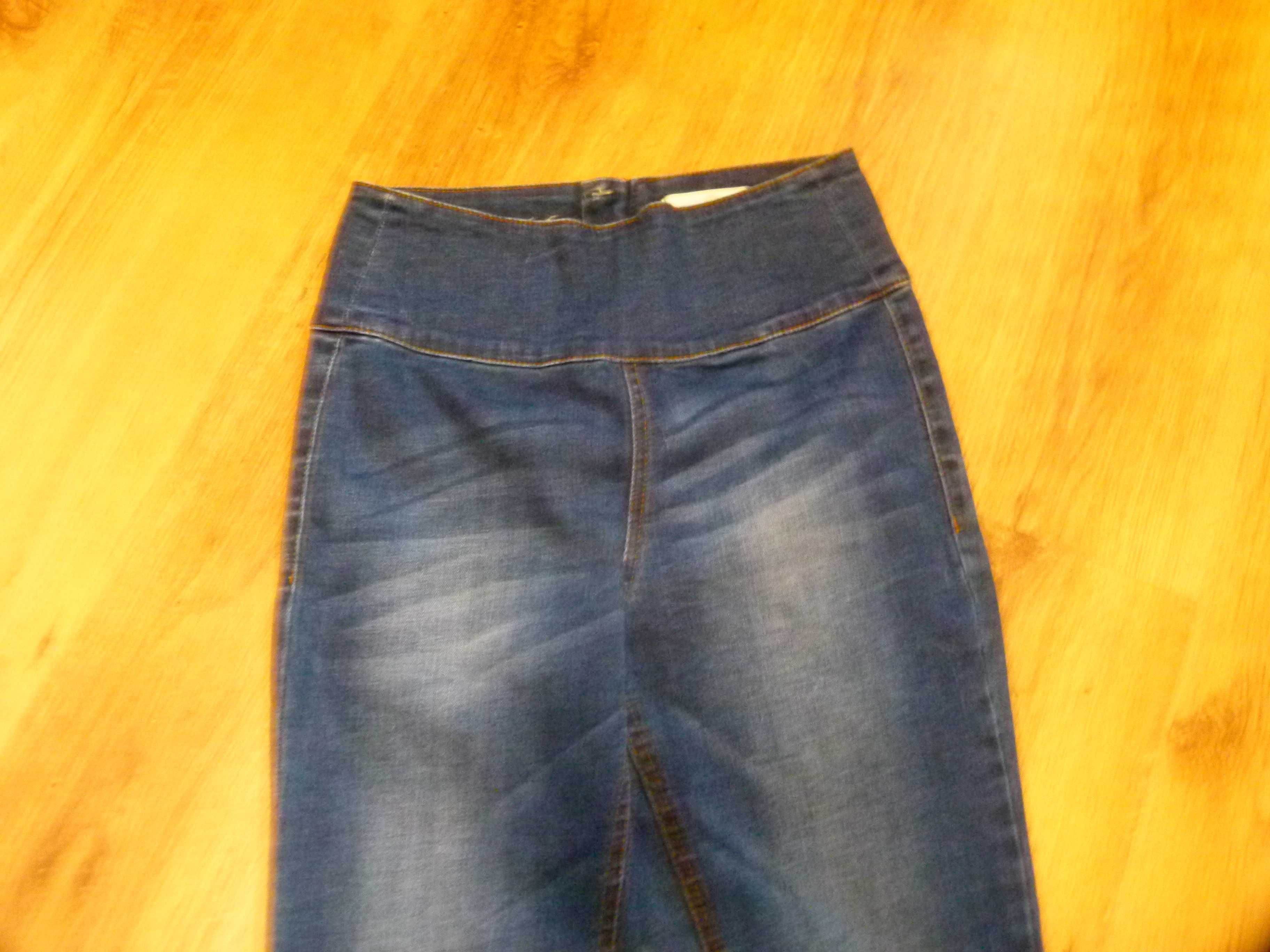 Pieces spodnie jeans rurki wysoki stan zameczek z tyłu rozm 36/38 S/M